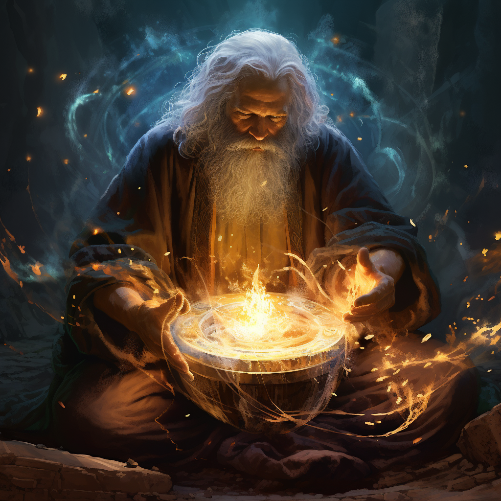 a wizard sits with a cauldron, utilizing the magic of call answering services